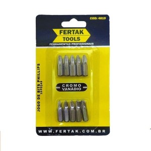 JOGO DE BITS PHILIPS CROMO VANAD. 10PÇS FERTAK 4819